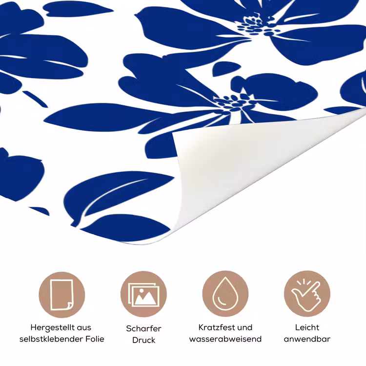 Floraal - Modern - Blauw deurposter klein 289 -tcloseup_DE