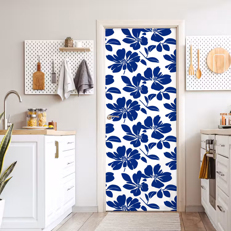 Floraal - Modern - Blauw deurposter klein 289 -sfeer5