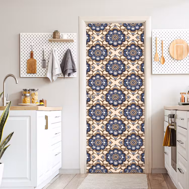 Floraal - Ornament - Blauw deurposter klein 289 -sfeer5