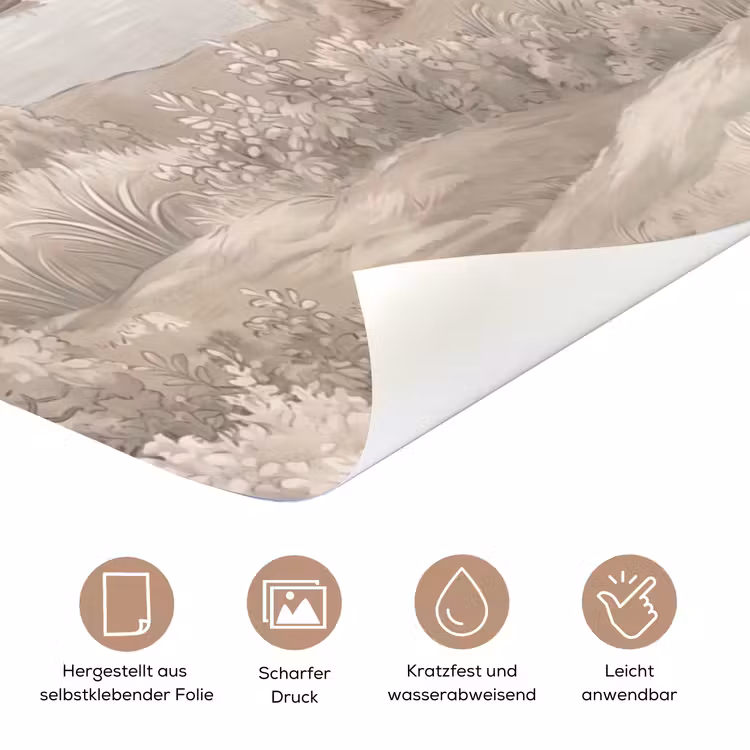 Rivierlandschap - Bergen - Natuur - Vintage - Beige deurposter klein -tcloseup_DE