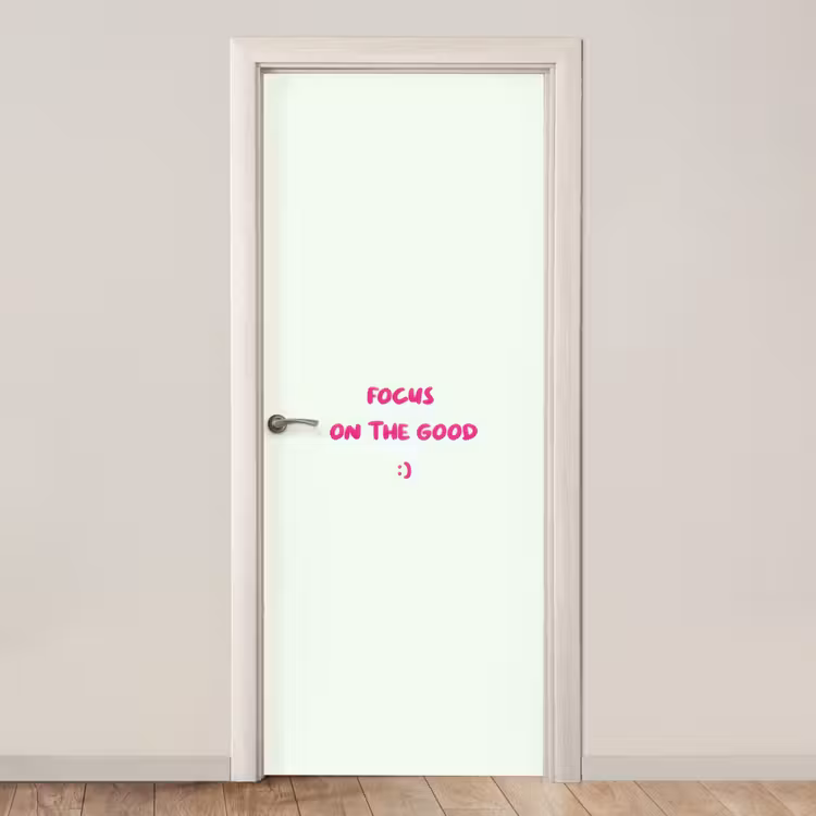 Focus - Beige - Roze - Smiley deurposter klein -3d_beige
