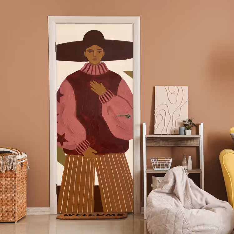Vrouw - Hoed - Abstract - Modern - Portret deurposter klein -sfeer1