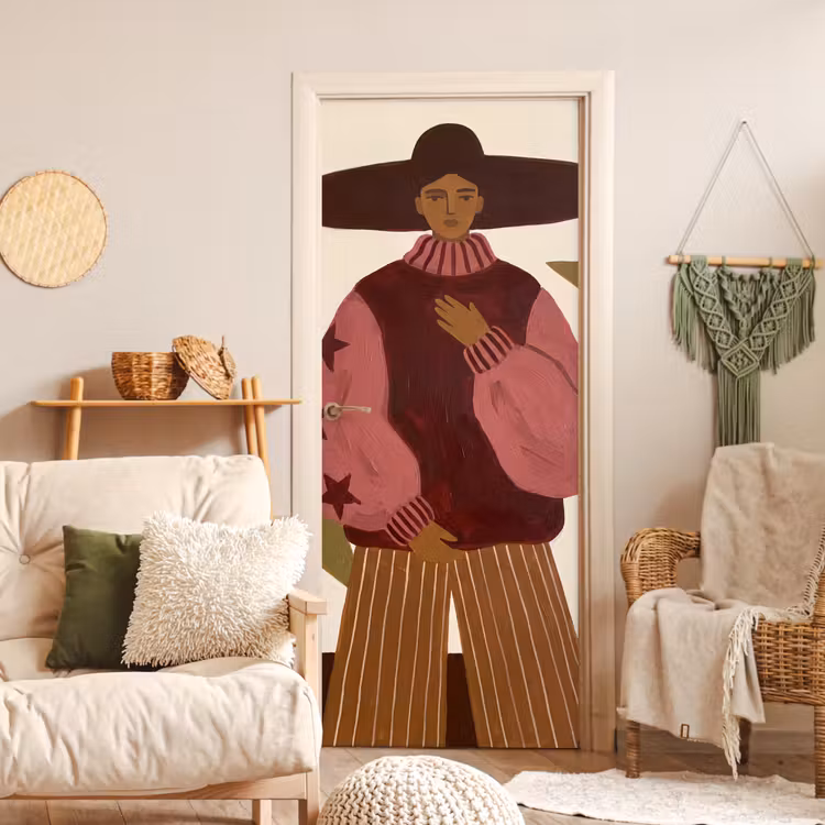Vrouw - Hoed - Abstract - Modern - Portret deurposter klein -sfeer2