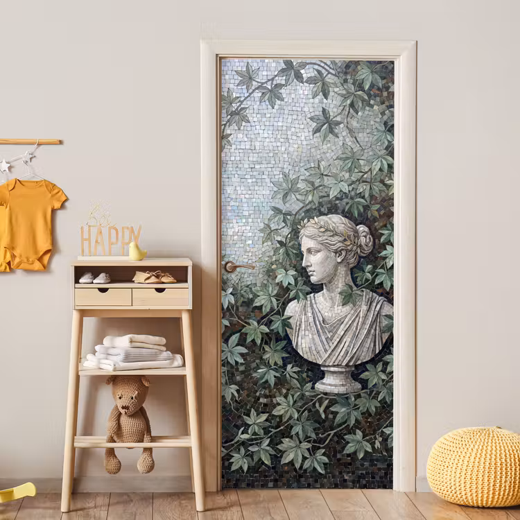 Vrouw - Klassiek - Mozaiëk - Natuur - Groen deurposter klein -sfeer4