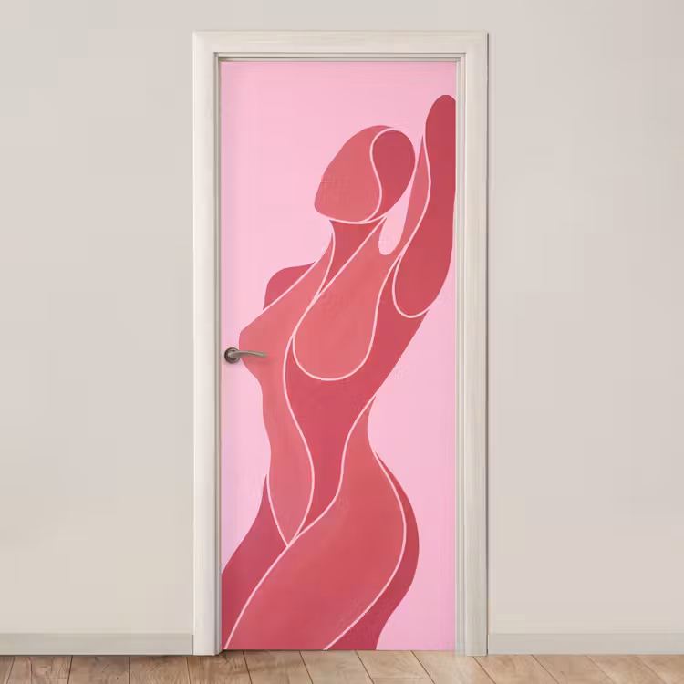 Vrouw - Lichaam - Abstract - Roze deurposter klein -3d_beige