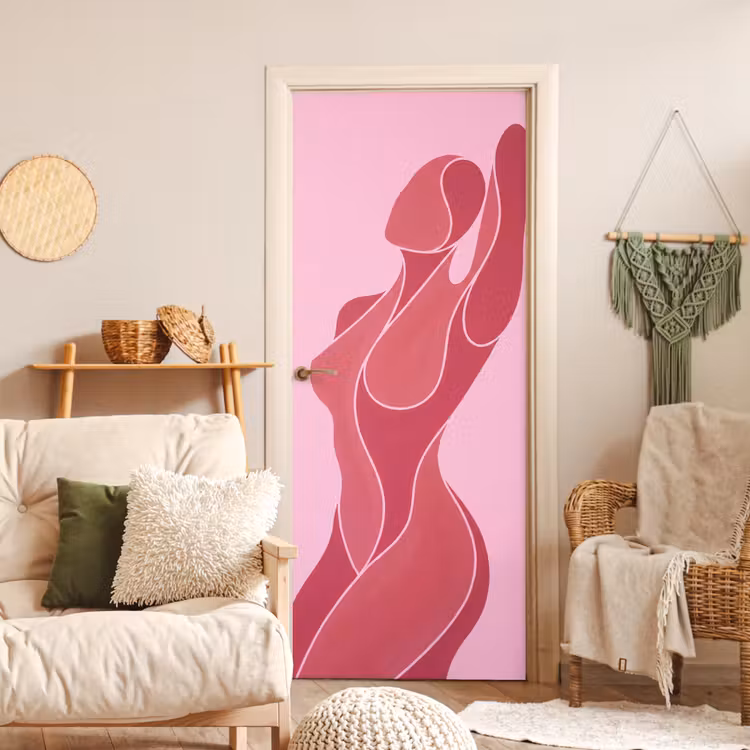 Vrouw - Lichaam - Abstract - Roze deurposter klein -sfeer2