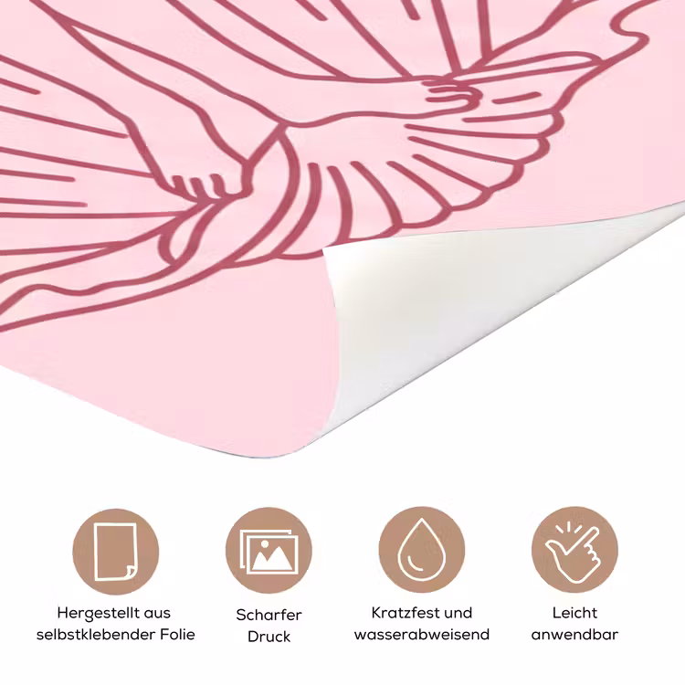 Vrouw - Schelp - Kunst - Lijntekening - Roze deurposter klein -tcloseup_DE