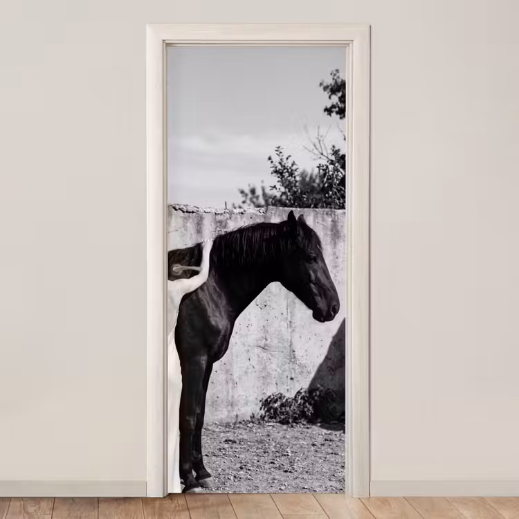 Vrouw - Paard - Artistiek deurposter klein -3d_beige