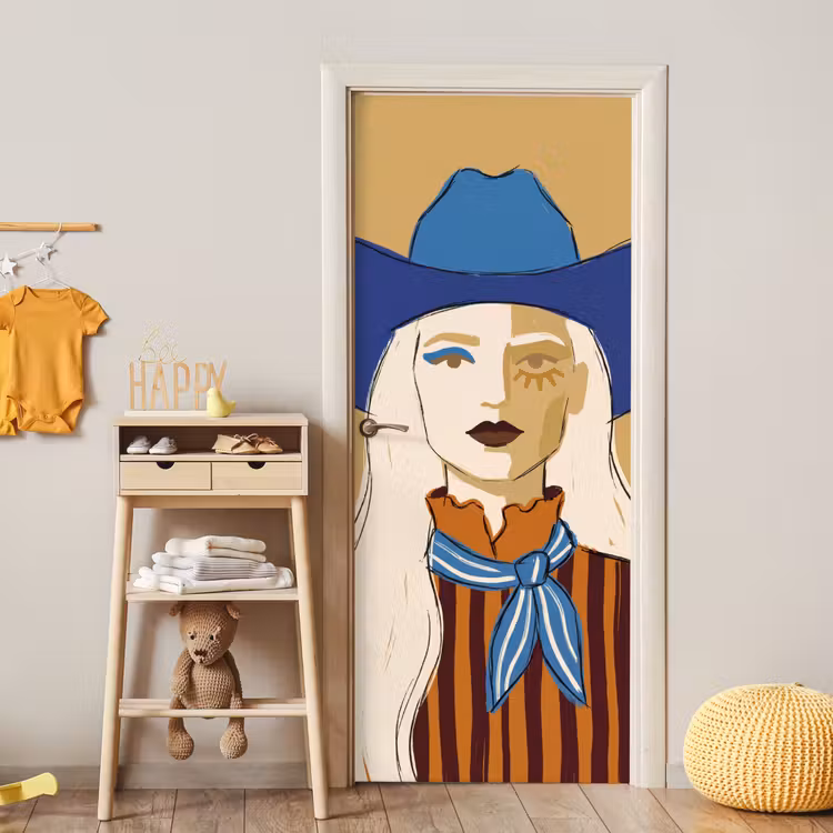 Vrouw - Portret - Abstract - Kleurrijk - Modern deurposter klein -sfeer4