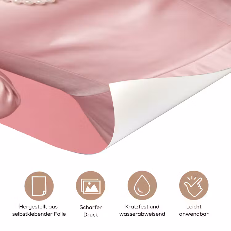 Vrouw - Roze - Parelketting - Krulspelden deurposter klein -tcloseup_DE