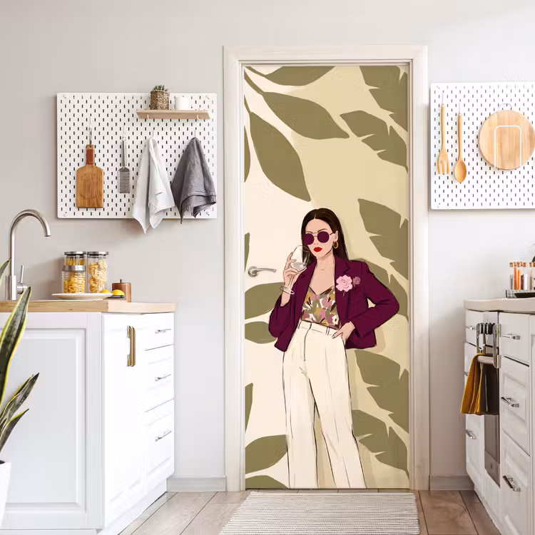 Vrouw - Wijn - Portret - Mode - Modern deurposter klein -sfeer5