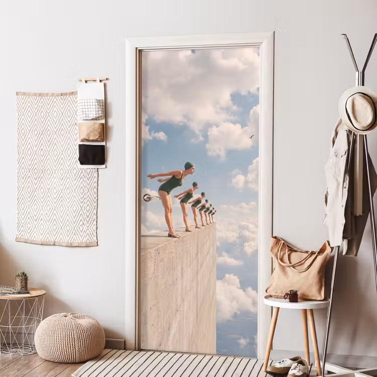 Türtapete - Frauen – Tauchhaltung – Wolken - Vrouwen - Duikhouding - Wolken deurposter klein