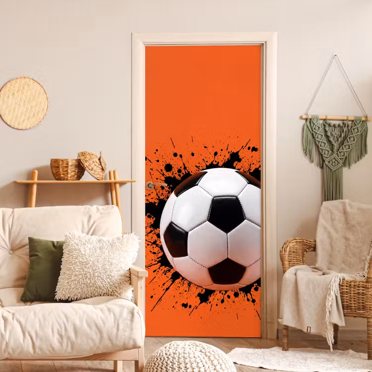 Voetbal - Verf - Sport - Oranje deurposter klein -sfeer2