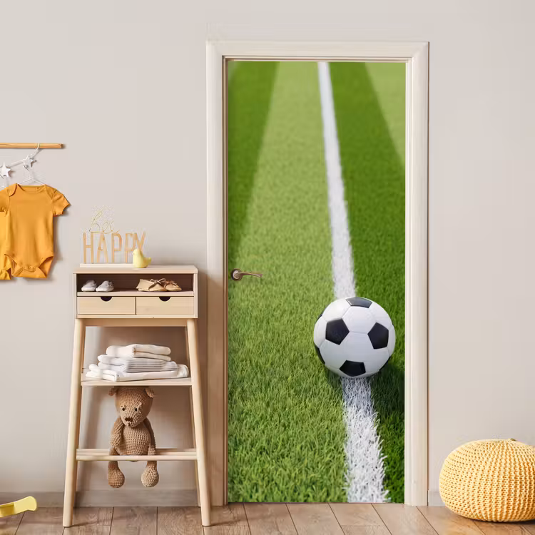 Voetbal - Grasveld - Sport - Groen deurposter klein -sfeer4