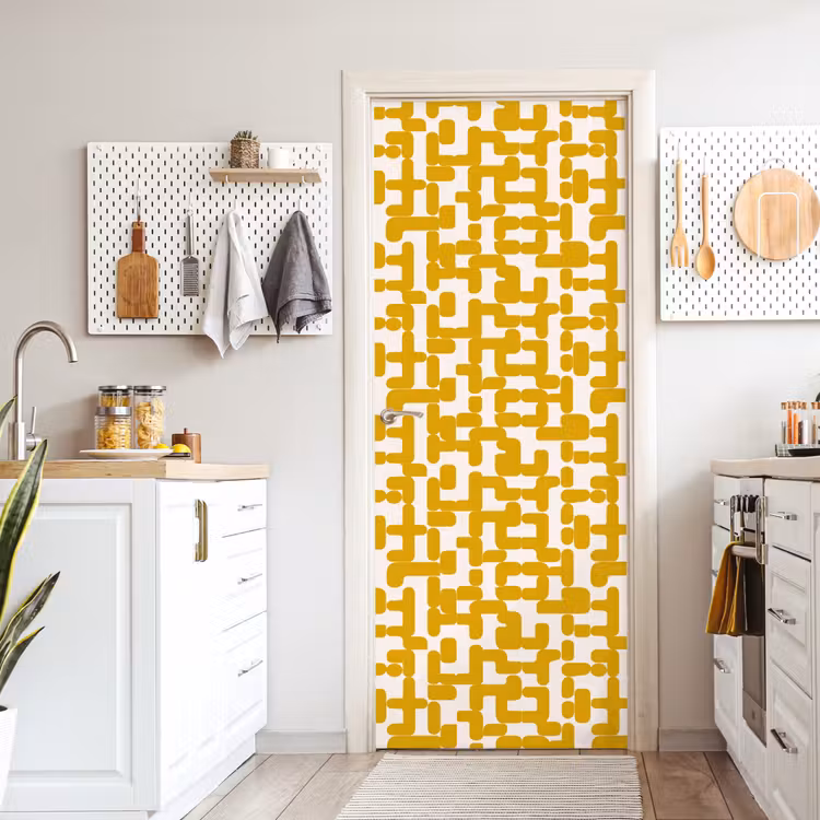Geel - Beige - Patroon deurposter klein 289 -sfeer5