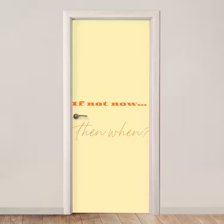 Geel - Oranje - if not now then when deurposter klein -3d_beige