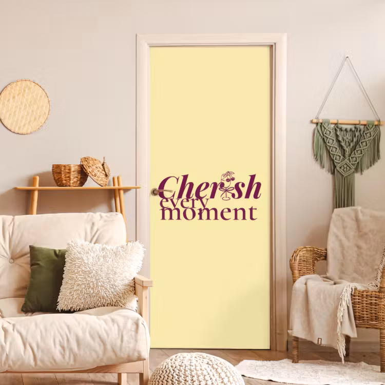 Cherish every moment - Cocktailglas - Geel deurposter klein -sfeer2