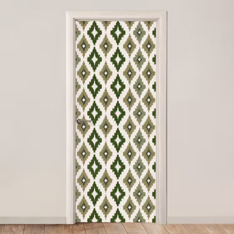 Geografisch - Ruitmotief - Groen deurposter klein 289 -3d_beige