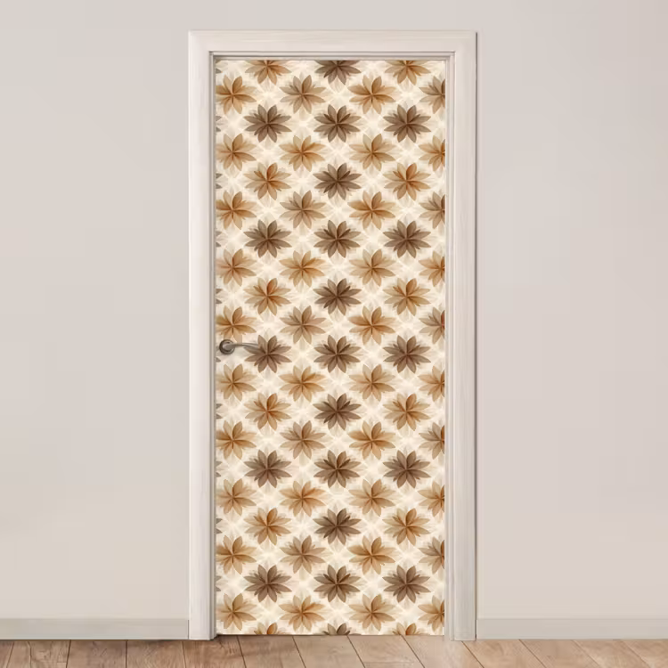 Geografisch - Patroon - Bruin deurposter klein 289 -3d_beige