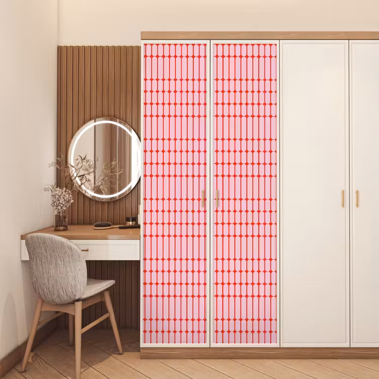 Geometrisch - Minimalistisch - Rood - Roze deurposter klein 289 -sfeer3
