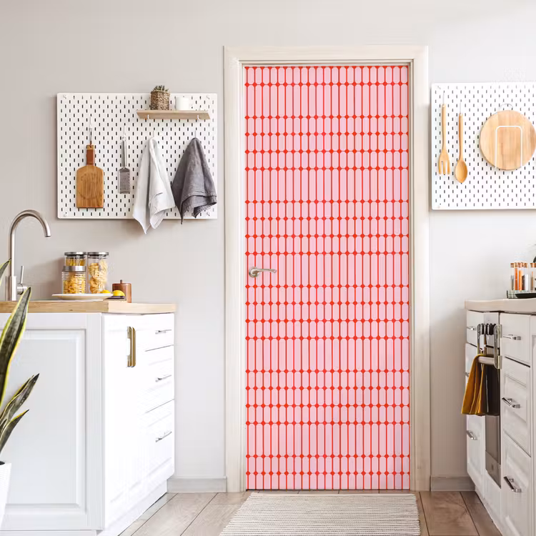 Geometrisch - Minimalistisch - Rood - Roze deurposter klein 289 -sfeer5