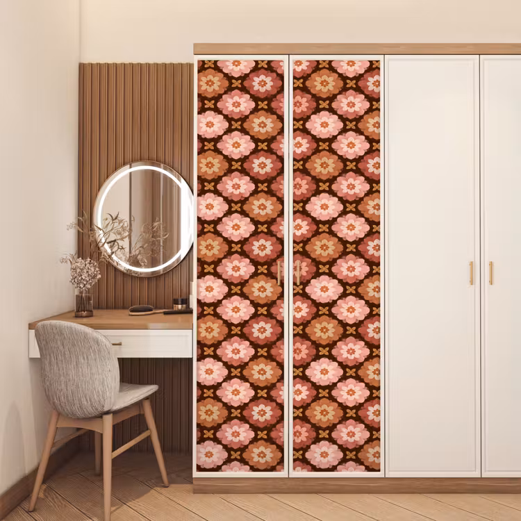 Geometrisch - Bloemen - Kleurrijk deurposter klein 289 -sfeer3