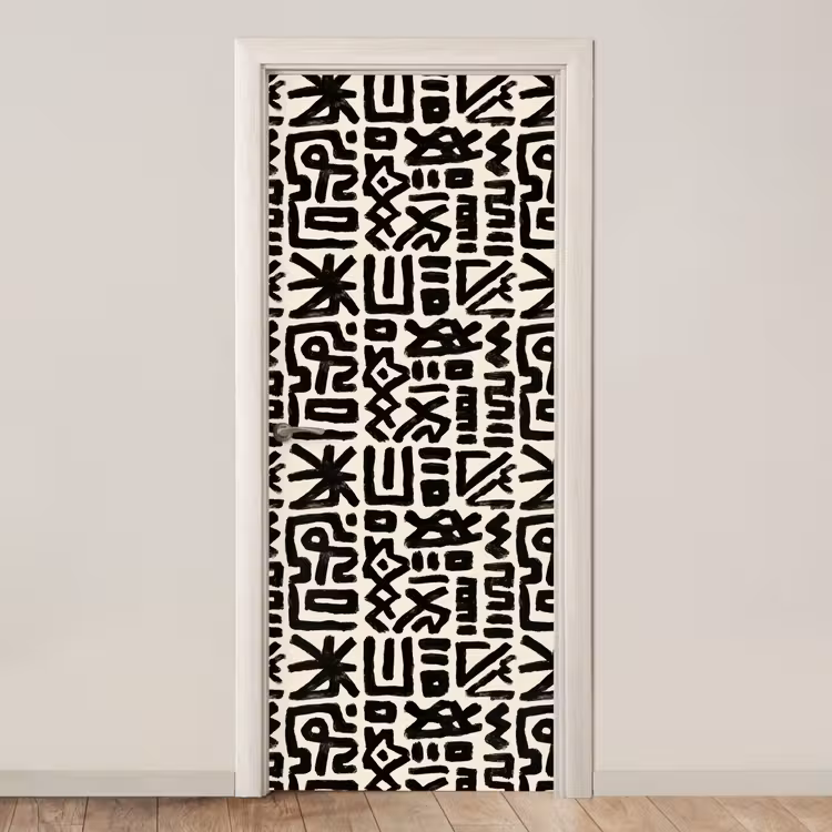Geometrisch - Figuren - Zwart deurposter klein 289 -3d_beige