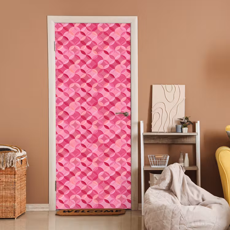 Geometrisch - Mozaïek - Modern - Roze deurposter klein 289 -sfeer1