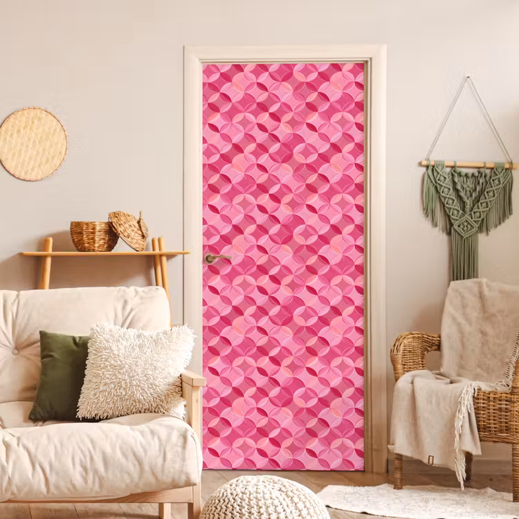 Geometrisch - Mozaïek - Modern - Roze deurposter klein 289 -sfeer2