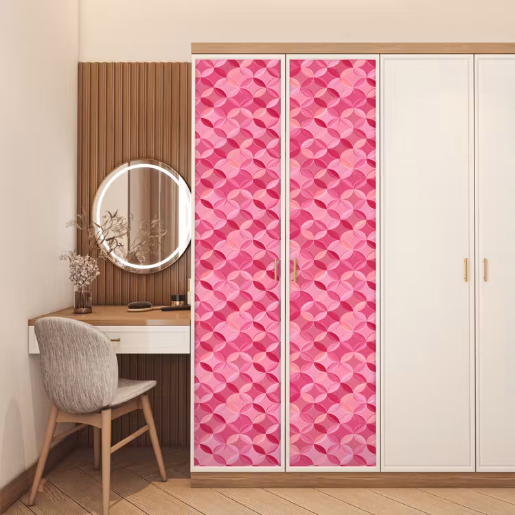 Geometrisch - Mozaïek - Modern - Roze deurposter klein 289 -sfeer3