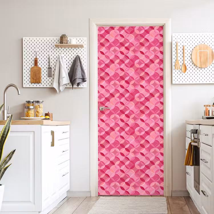 Geometrisch - Mozaïek - Modern - Roze deurposter klein 289 -sfeer5