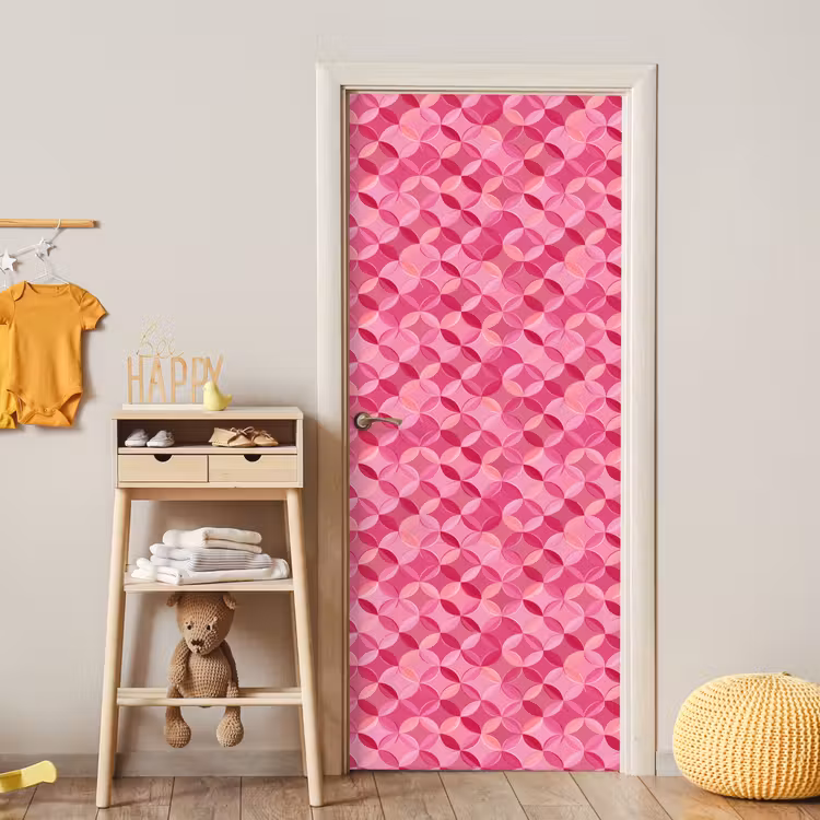 Geometrisch - Mozaïek - Modern - Roze deurposter klein 289 -sfeer4
