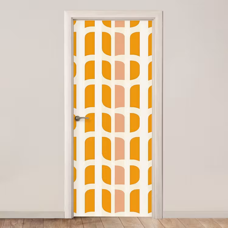Geometrisch - Patroon - Geel - Roze deurposter klein 289 -3d_beige