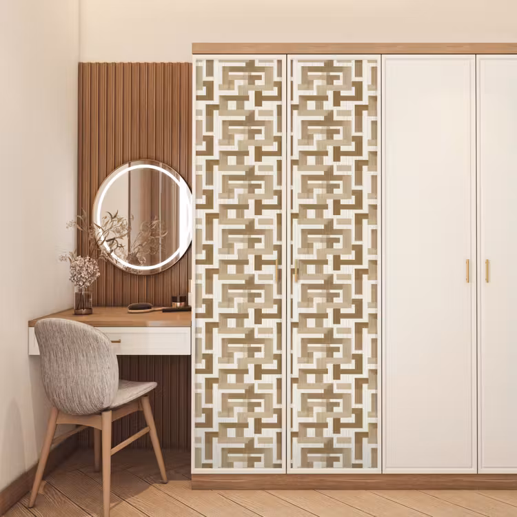 Geometrisch - Retro - Bruin deurposter klein 289 -sfeer3