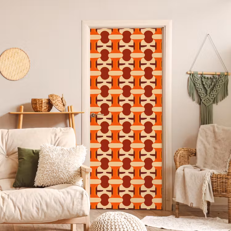 Geometrisch - Retro - Oranje deurposter klein 289 -sfeer2