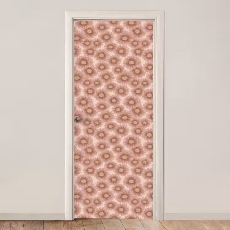Gerbera - Bloemen - Roze deurposter klein 289 -3d_beige