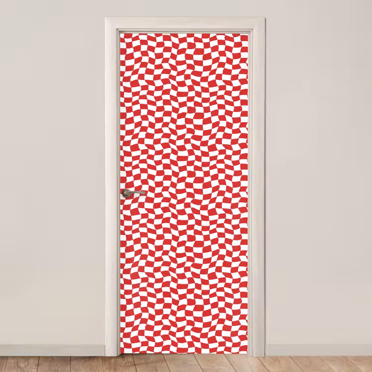 Golvend - Patroon - Rood deurposter klein 289 -3d_beige