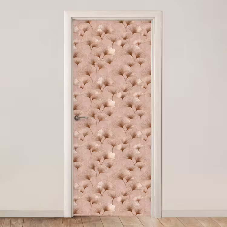 Ginkgo - Patroon - Roze deurposter klein 289 -3d_beige