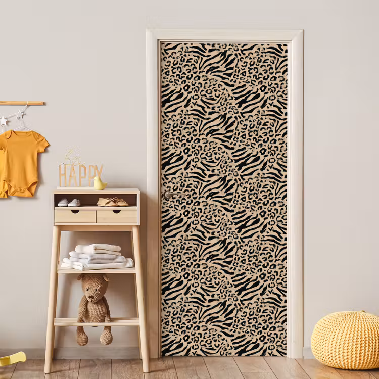 Giraf - Zebra - Motief - Bruin deurposter klein 289 -sfeer4