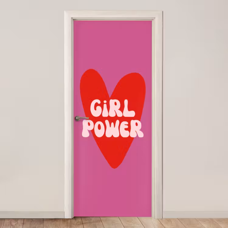 Girl power - Hart - Roze - Rood deurposter klein -3d_beige