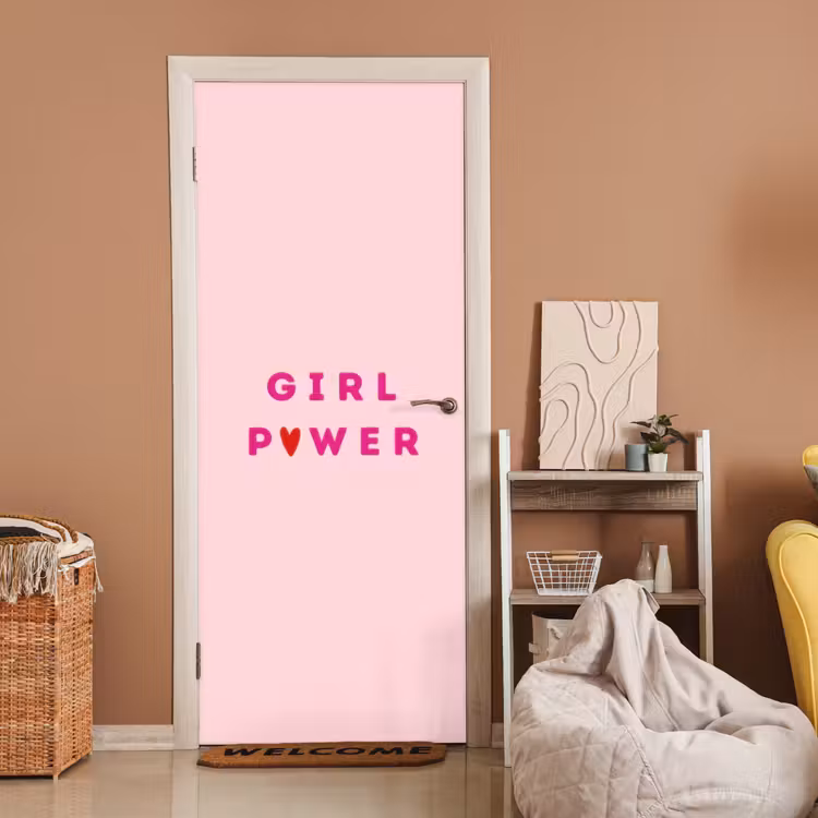 Girl power - Roze - Hartje deurposter klein -sfeer1