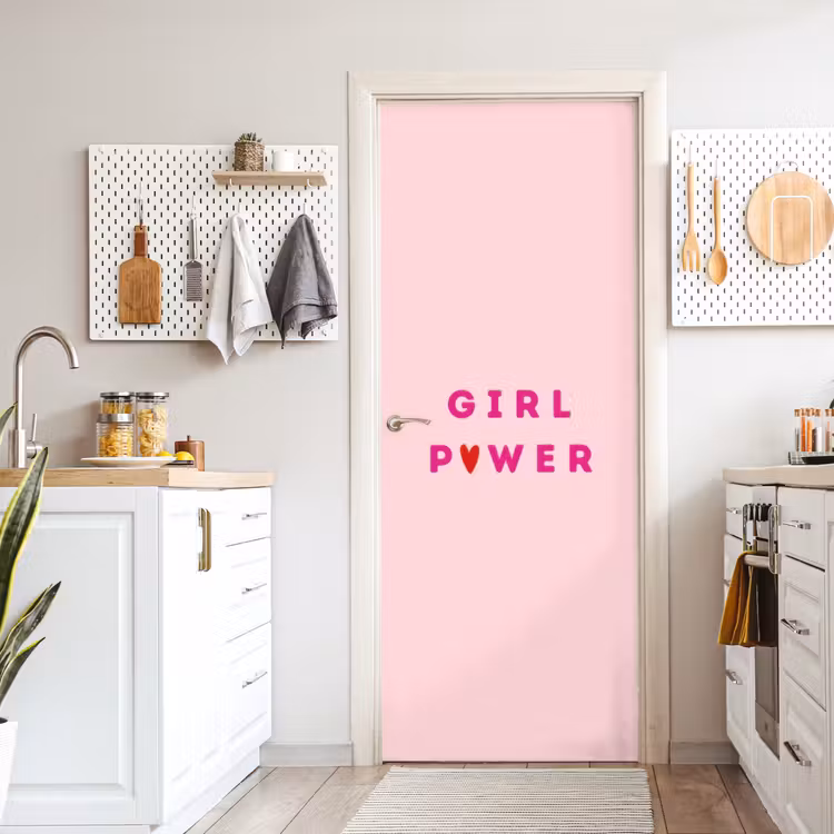 Girl power - Roze - Hartje deurposter klein -sfeer5