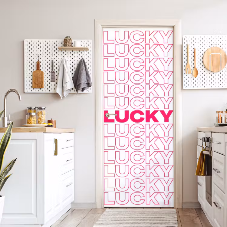 Lucky - Roze - Patroon deurposter klein -sfeer5