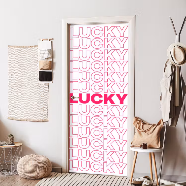 Lucky - Roze - Patroon deurposter klein -sfeer6
