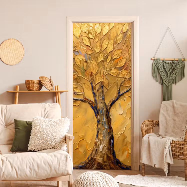 Goud - Boom - Abstract - Modern deurposter klein -sfeer2