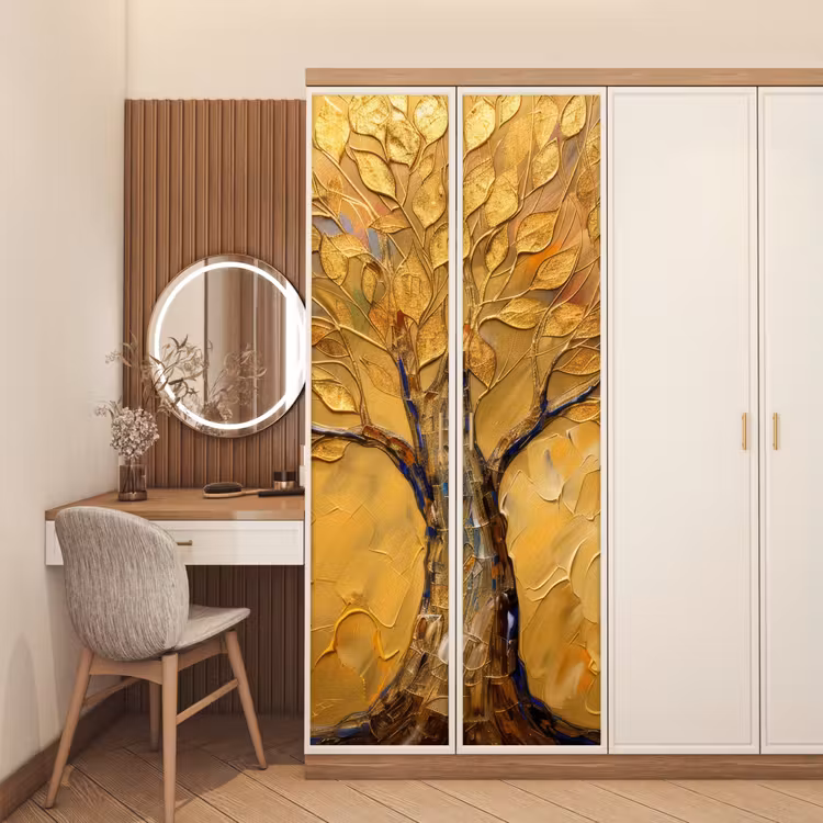 Goud - Boom - Abstract - Modern deurposter klein -sfeer3