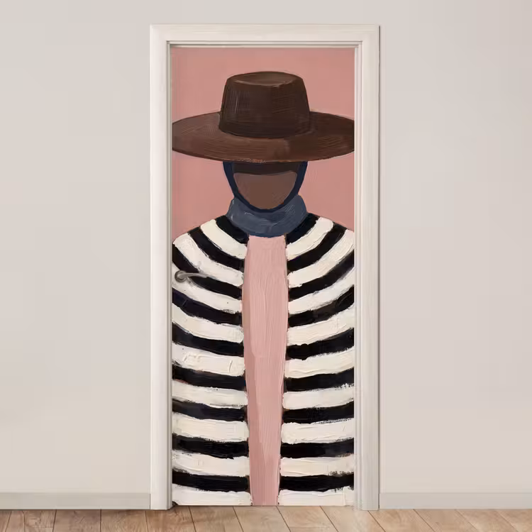 Grafisch - Vrouw - Roze deurposter klein -3d_beige