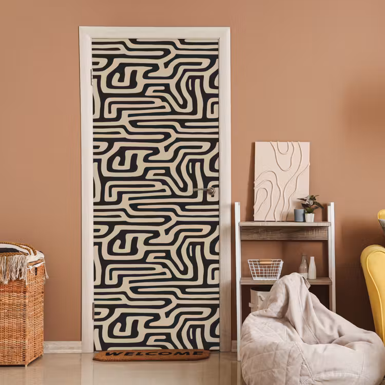Grafisch - Lijnen - Zwart deurposter klein 289 -sfeer1