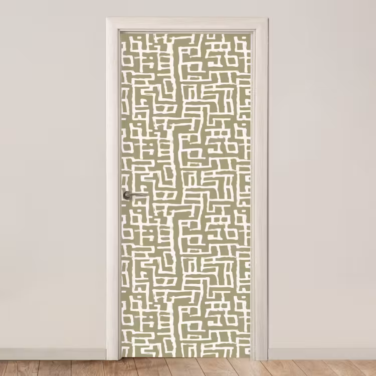 Grafisch - Patroon - Groen deurposter klein 289 -3d_beige