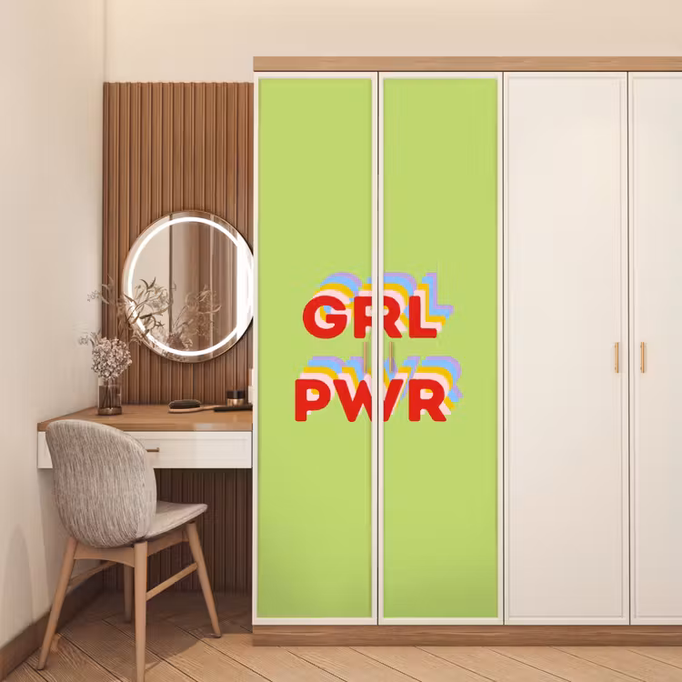 Grl pwr - Groen - Rood - 3D deurposter klein -sfeer3